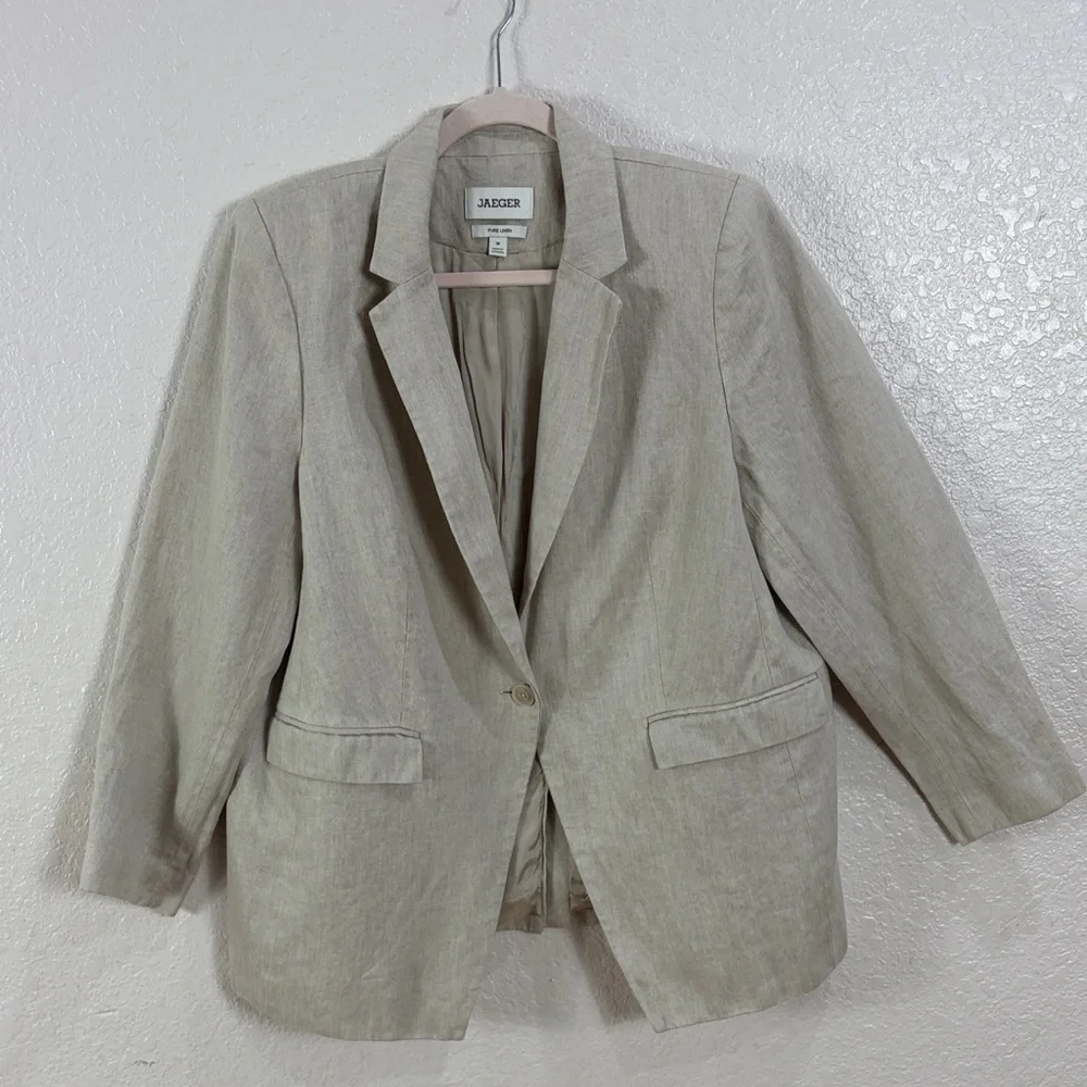 JAEGER Pure Linen ,Size 18,Women's ,Color Oatmeal,Blazer - Picture 1 of 17